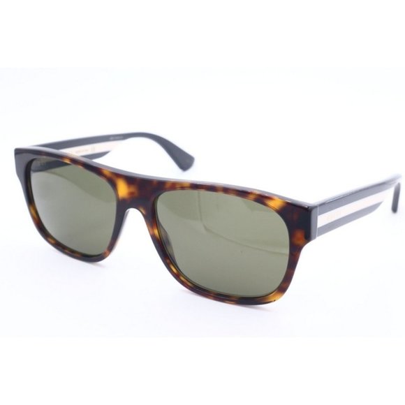 New Authentic Gucci GG 0341S 003 Rectangle Havana Sunglasses Green Lens 56mm (A) - Picture 1 of 7